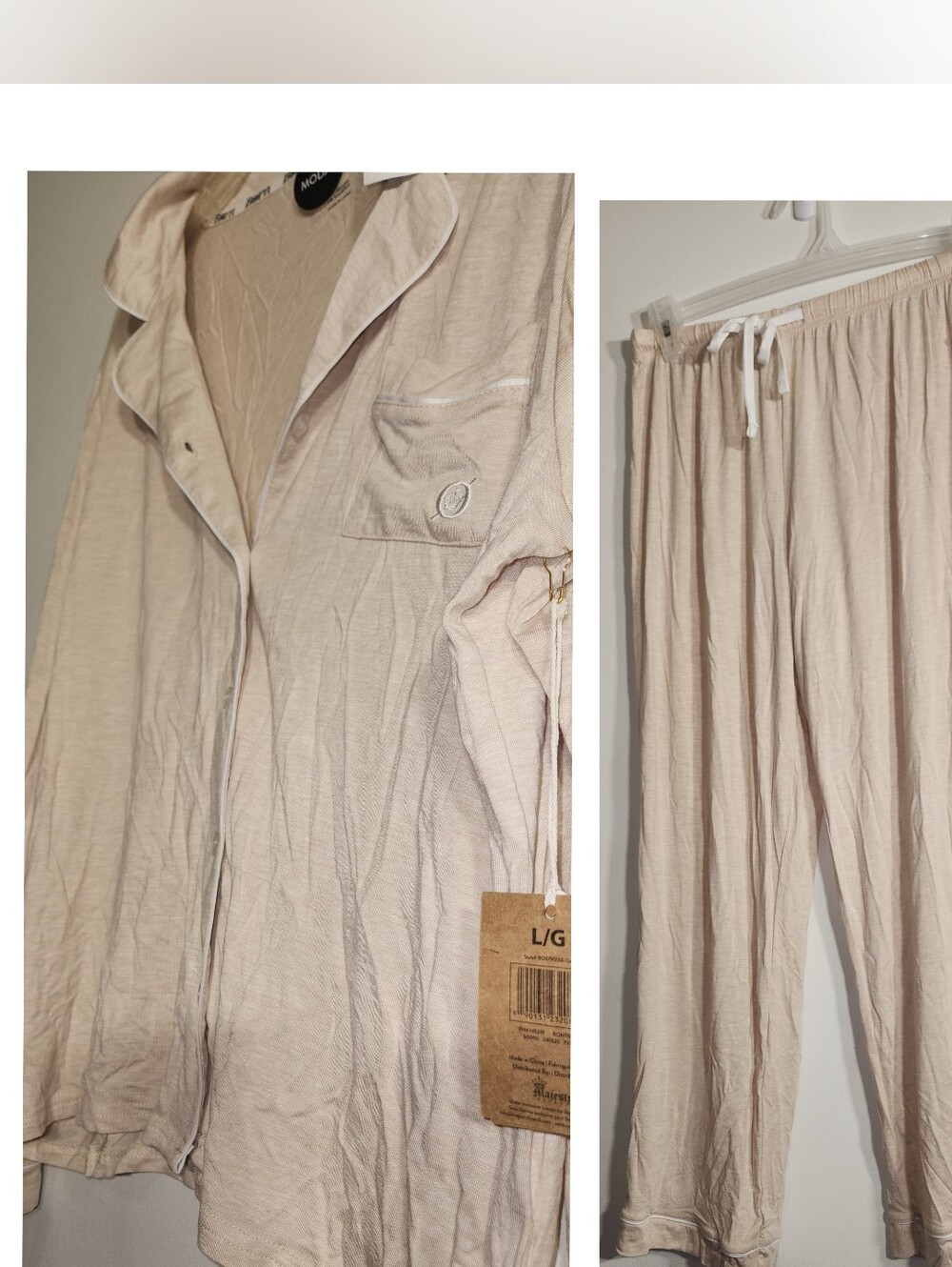 NWT Born Modal Cream Button-Up, Soft Pajama Set Size Large.